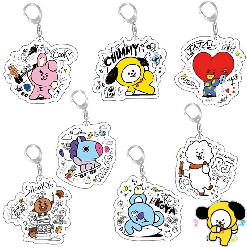 Anime Cosplay Girlfriend - BT21アニメ漫画かわいいアクリルキーホルダーBTSカワイイ男の子と女の子向けバックパックペンダントファンサポートグッズギフト卸売