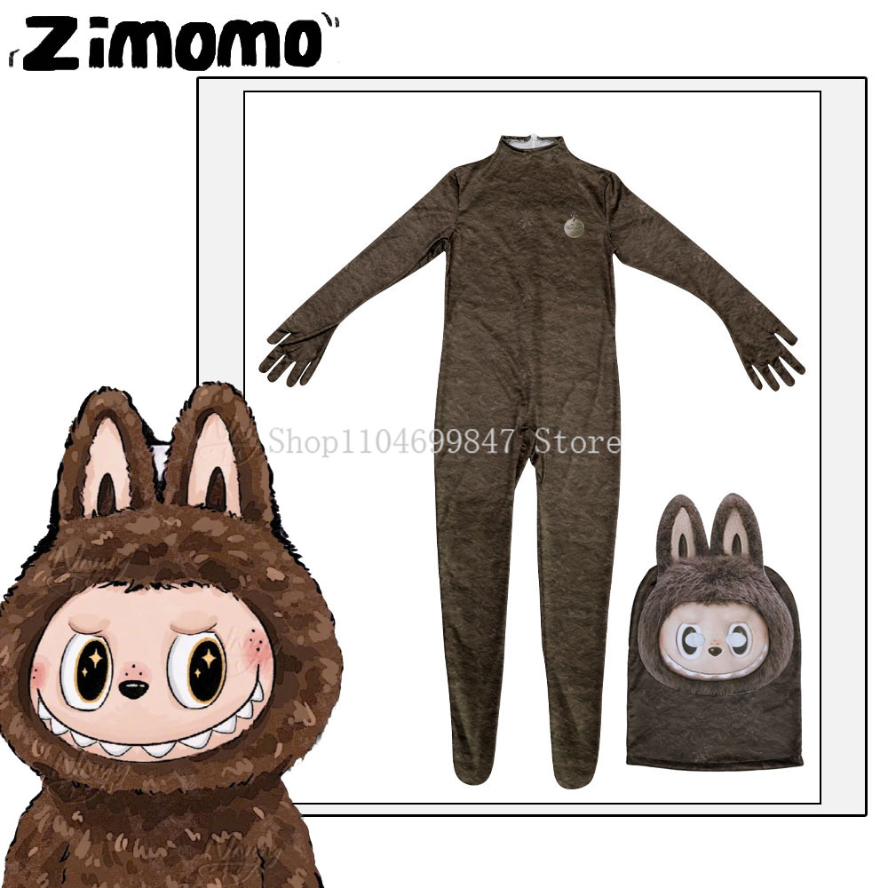 Anime Cosplay Bodysuit - 漫画モンスター Zimomo コスプレ衣装テーマパークパーティーかわいい毛皮のような衣装フード手袋ハロウィンパーティー男の子女の子ボディスーツ